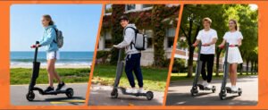 jaecoo x6 electric scooter with removable battery for big kid 12+,16 miles range,350w motor &15.5 mph top speed,double braking,portable triple folding e scooter for commuting outdoor 5.5" solid tires