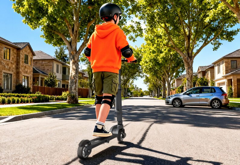 jaecoo x6 electric scooter with removable battery for big kid 12+,16 miles range,350w motor &15.5 mph top speed,double braking,portable triple folding e scooter for commuting outdoor 5.5" solid tires