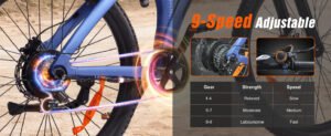 q5 electric mountain bike for adult,27.5"x2.25" e bicycle with rgb display,48v/15ah fast charge removable battery,front shock absorber,7 speed gears&45 80km range,off road communting ebike