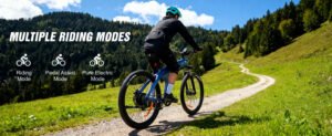 q5 electric mountain bike for adult,27.5"x2.25" e bicycle with rgb display,48v/15ah fast charge removable battery,front shock absorber,7 speed gears&45 80km range,off road communting ebike