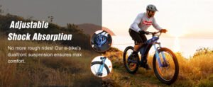 q5 electric mountain bike for adult,27.5"x2.25" e bicycle with rgb display,48v/15ah fast charge removable battery,front shock absorber,7 speed gears&45 80km range,off road communting ebike