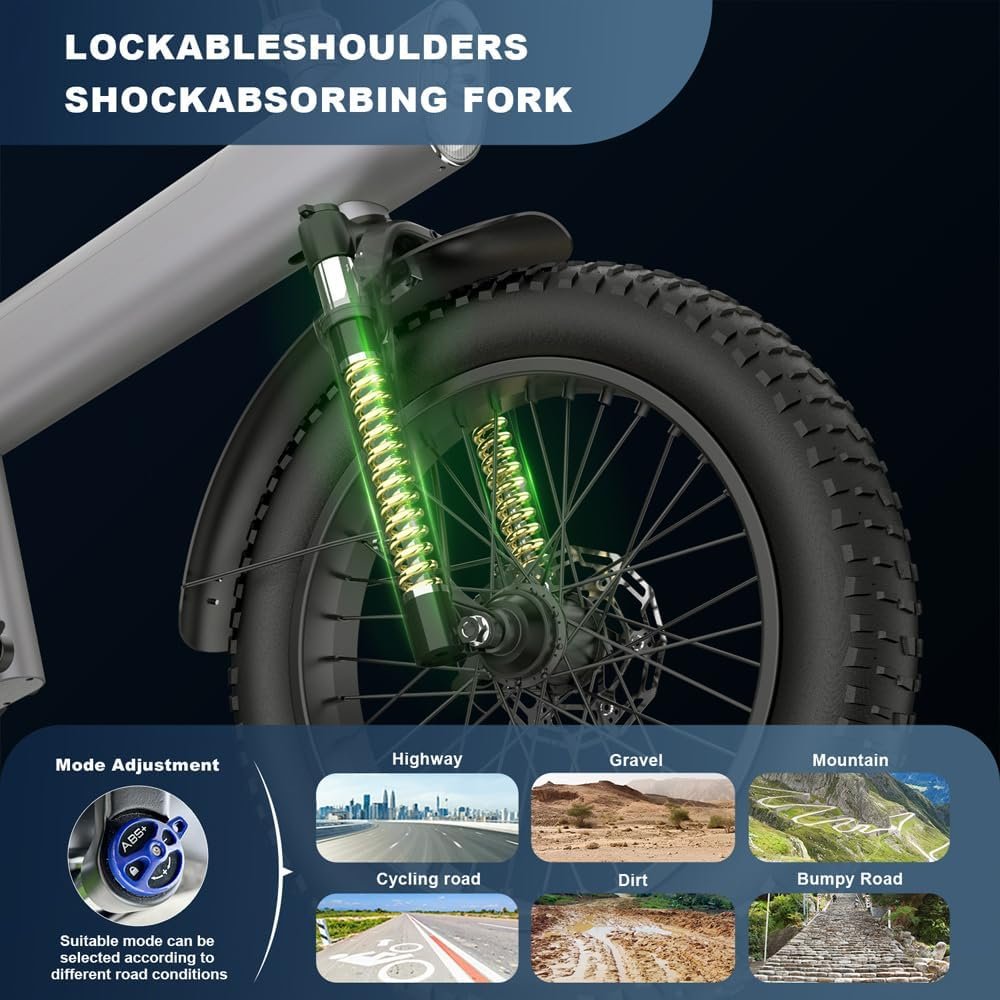 jaecoo q3 electric bike for adult,20" handlebar folding electric bicycle with lcd display,48v/20ah fast charge removable battery,front shock absorber,7 speed gears&55 65km range,3 modes all terrain ebike jaecoo q3 electric bike for adult,20" handlebar folding electric bicycle with lcd display,48v/20ah fast charge removable battery,front shock absorber,7 speed gears&55 65km range,3 modes all terrain ebike