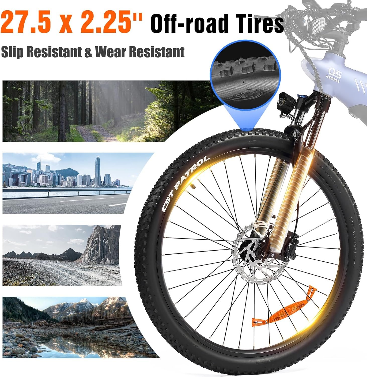 q5 electric mountain bike for adult,27.5"x2.25" e bicycle with rgb display,48v/15ah fast charge removable battery,front shock absorber,7 speed gears&45 80km range,off road communting ebike q5 electric mountain bike for adult,27.5"x2.25" e bicycle with rgb display,48v/15ah fast charge removable battery,front shock absorber,7 speed gears&45 80km range,off road communting ebike